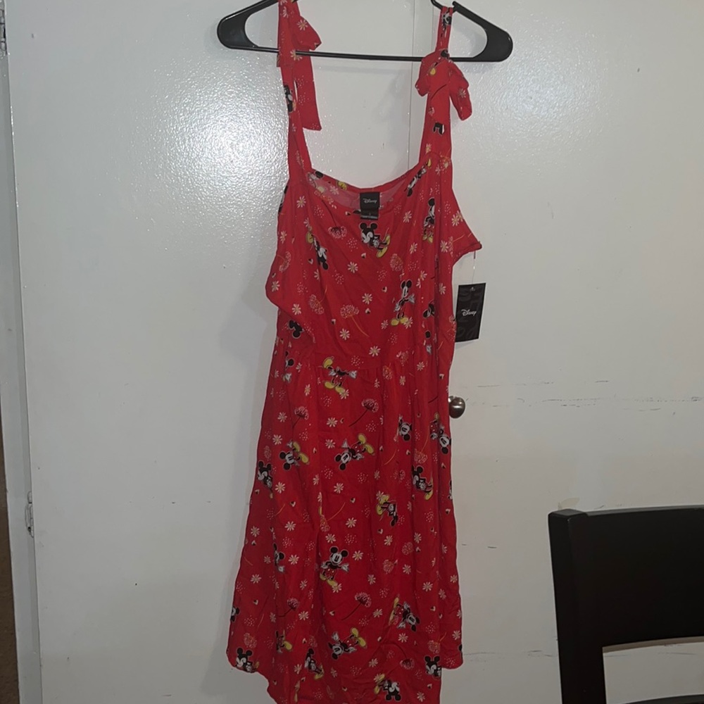 Red Mickey Mouse sun dress with Dandelions and Mickey Mouse all over. Size 0X